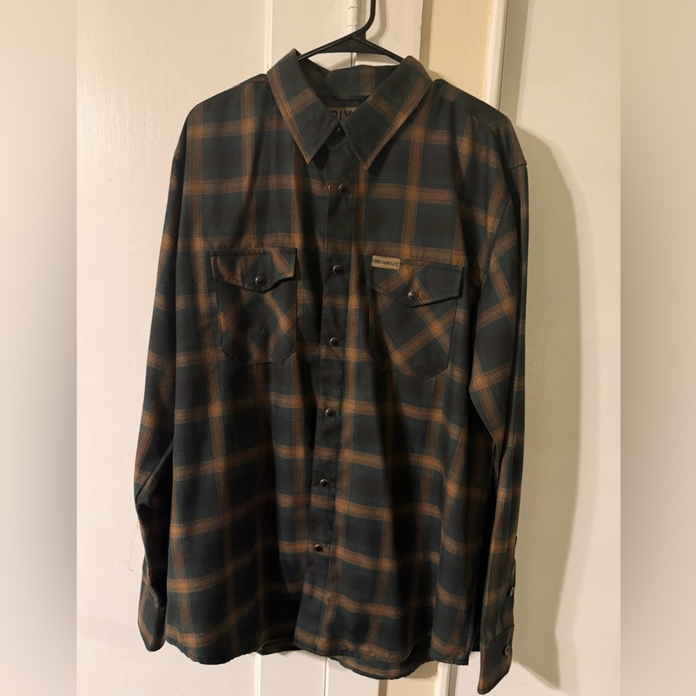 Men’s DIXXON BROWNELLS Brown and Green Flannel Shirt